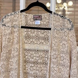 Vintage April Cornell NWOT Size Small crochet long sweater cardigan cover up
38”